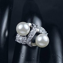 珍珠林~8MM雙珍珠戒指~日本最高級南洋硨磲貝珍珠(內徑17mm.國際戒圍12號) #132