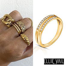 ELLIE VAIL 邁阿密防水珠寶 金色簡約雙排鑽戒指 Layne Double