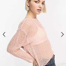 (嫻嫻屋) 英國ASOS-COLLUSION 粉色針織透膚圓領長袖上衣ED23