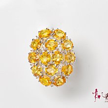 ＊奢華大道國際精品＊【J0980】11.77CT 天然黃寶石情人的眼淚白K鑽戒 12.5號