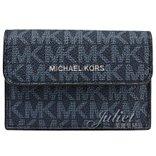 【茱麗葉精品】全新商品 MICHAEL KORS 專櫃商品 COOPER 經典印花風琴式卡片零錢包.深藍 現貨