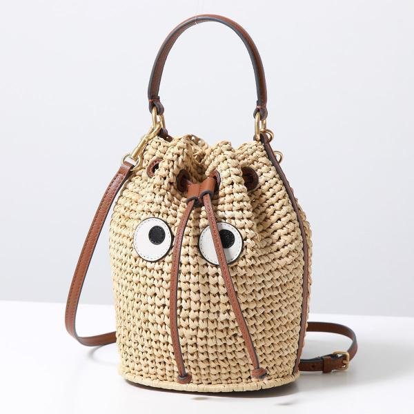 【折扣預購】24春夏正品ANYA HINDMARCH Raffia Eyes Drawstring Cross-body眼睛抽繩束口水桶包草編包