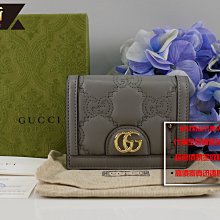 ☆優買二手精品名牌店☆ GUCCI 723786 鐵灰 全皮 壓紋 MARMONT 信用卡 名片夾 小短夾 零錢包 全新