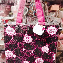 ♥小花花日本精品♥Hello kitty凱蒂貓大頭滿版圖案黑桃色手提袋手提包肩背包肩背袋 41080900