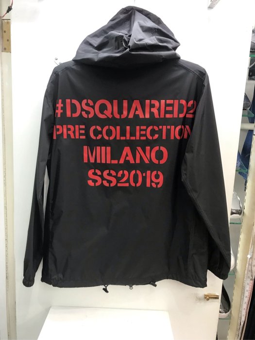 D2 Dsquared2 黑色 紅字 連帽 防風 風衣外套 全新正品 男裝 歐洲精品