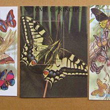 (9 _ 9)~普林西比島小型張---蝴蝶--- 3 張--1989.90年---外銷張---蕭M