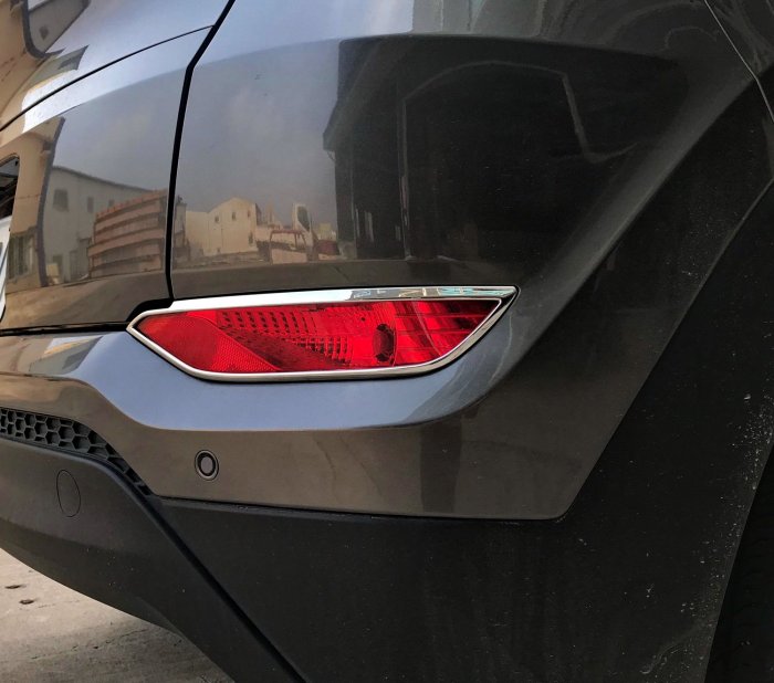 圓夢工廠 Hyundai 現代 Tucson 2016~on 改裝 鍍鉻銀 車燈框飾貼 後保桿 後霧燈框 反光片框