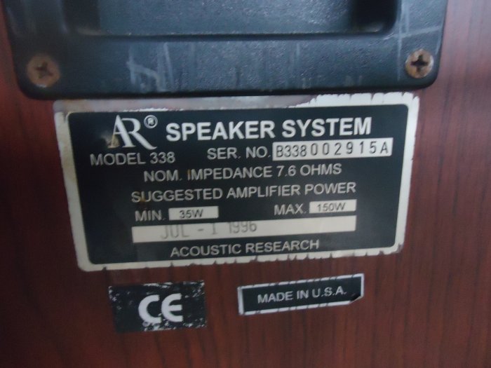 美國AR  Acoustic-Research-338 原木書桌監喇叭一對