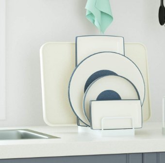 13412c 日本製 好品質 白色盤子架碟子架碗盤架碗餐具架砧板架盤子收納架置物架儲物架分類架子禮品