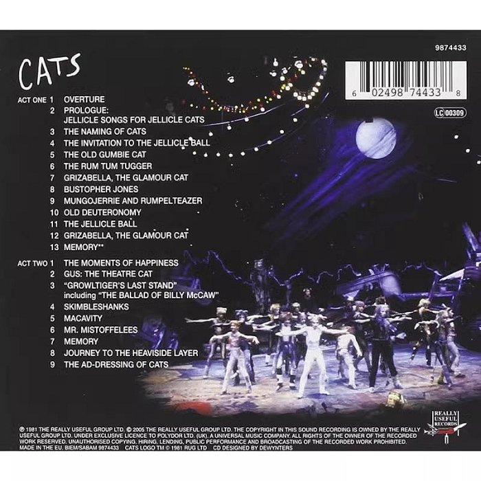 正版 CATS 貓 百老匯音樂劇原聲帶OST 原版進口CD-樂樂