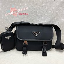 美麗堡精品 PRADA OUTLET 2VD034 尼龍款斜背包 郵差包(含小零錢袋) 黑色(現貨)全新真品