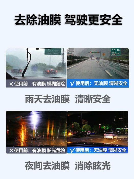 汽車玻璃清潔劑油膜去除劑前擋風后視鏡倒車鏡去污清洗除垢清除劑.