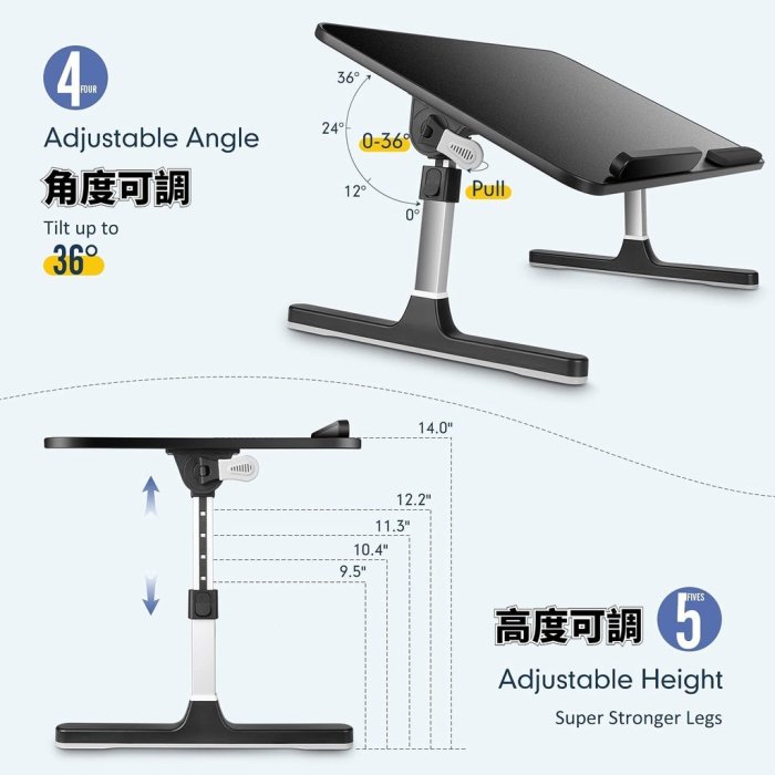 io+床上折曡桌 懶人桌 折曡桌 床上桌 電腦桌 筆電桌 折曡桌 簡易可摺疊床上書桌 小桌子 可升降 角度可調-全球代購