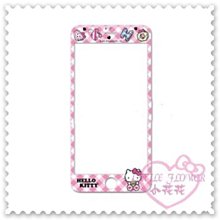♥小花花日本精品♥Hello Kitty Iphone 7/8 Plus滿版鋼化玻璃貼愛心格紋台灣製 00302708