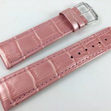 【表帶家】『嚴選』LIMA 義大利頂級牛皮錶帶珍珠光感鱷魚紋真皮錶帶 22mm 20mm 18mm 粉紅色