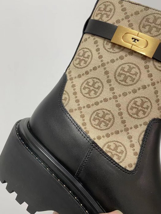 ╭☆包媽子店☆TORY BURCH  T MONOGRAM 時尚拼接短靴((2色部份現貨))