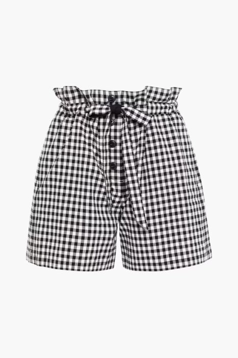 RAG & BONE Gathered gingham cotton shorts us2