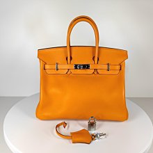 「活動促銷價」愛馬仕 HERMES 鉑金包 25 swift 愛馬仕橘 birkin 25