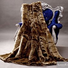 【 LondonEYE 】NeoClassic新古典X奢華織品人造皮草X床尾裝飾蓋毯 大器咖啡金絨 樣品屋/豪宅BL04