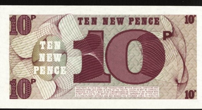 ~&#92;(^o^)/~--精美外鈔--- 10 POUND---英國軍用票---1972年