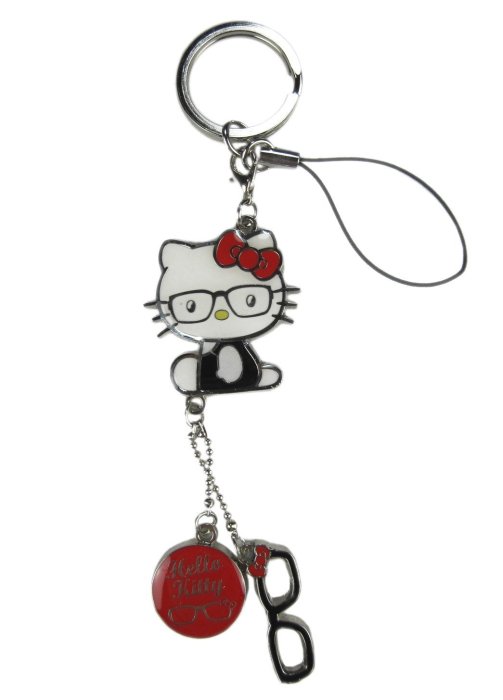【卡漫迷】 Hello Kitty 鑰匙圈 眼鏡款 ㊣版 掛飾 凱蒂貓 金屬 吊飾 收集 40週年紀念款