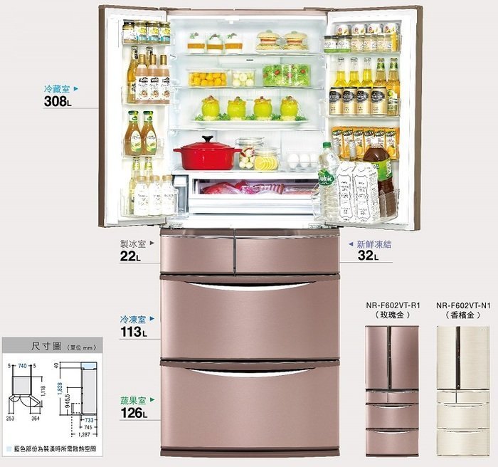 【小揚家電】 【Panasonic國際牌】NR-F602VT-N/R 日本六門變頻冰箱(601L)