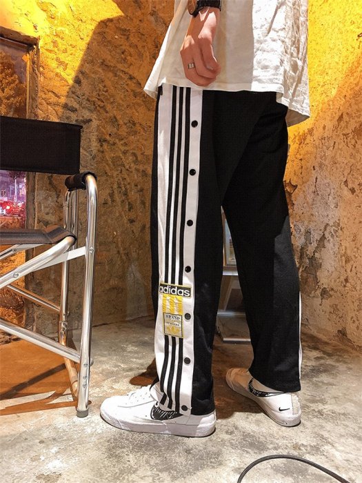 Adidas三葉草扣子長褲 星期褲七色選 休閒褲直筒雙排扣闊腿側開紐扣男女情侶款寬鬆長褲籃球褲訓練動衛褲 200917