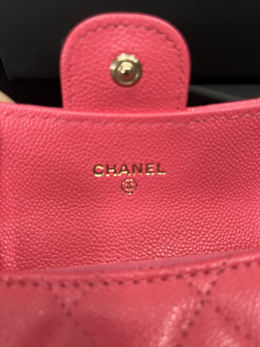 全新特價 chanel AP0220 桃粉金釦荔枝皮 雙層卡包 零錢包 母親節禮物 情人節禮物 生日禮物