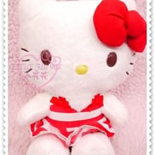 小花花日本精品♥ Hello Kitty條紋洋裝造型立體絨毛玩偶 布偶娃娃50032006