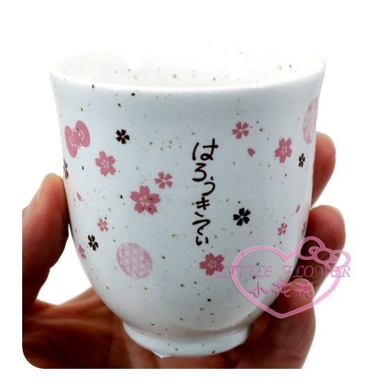 ♥小公主日本精品♥Hello Kitty櫻花.人力車美濃燒日式水杯 咖啡杯 飲料杯 茶杯 陶瓷杯日本製11189503