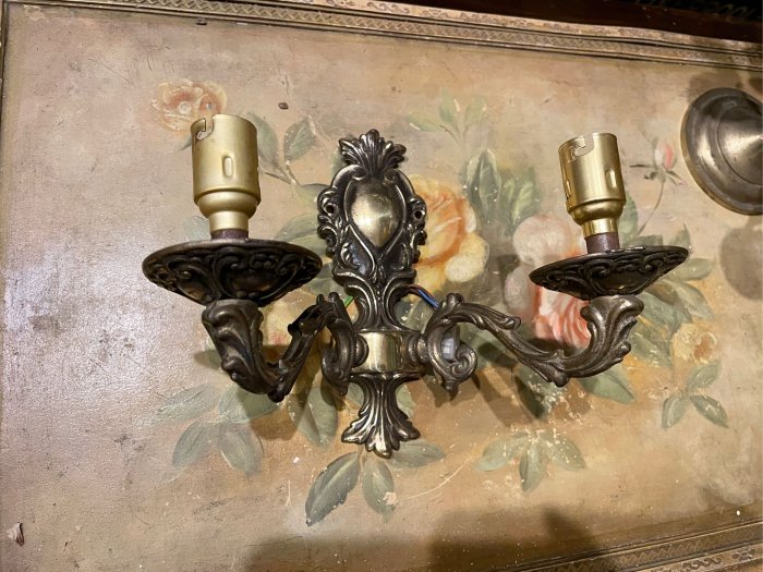 歐式古典巴洛克式黃銅雕花雙頭壁燈