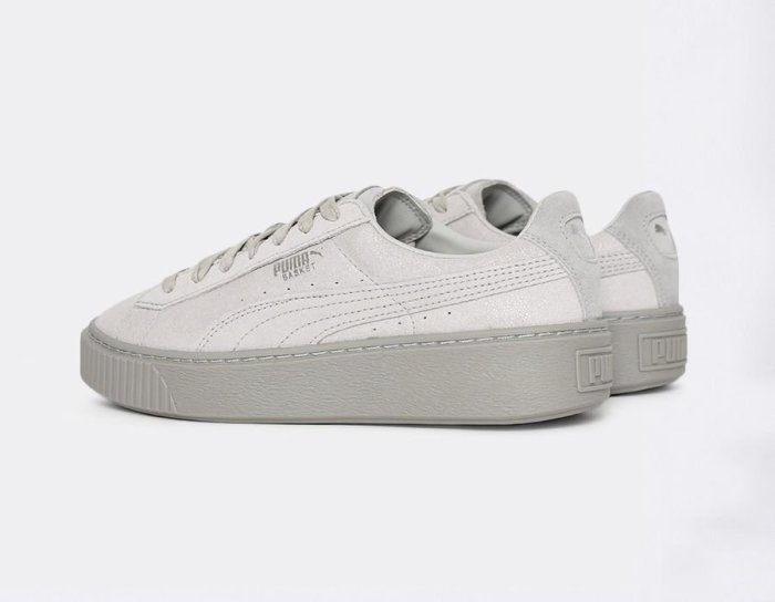 =CodE= PUMA BASKET PLATFORM RESET 珍珠皮革增高厚底鞋(全灰) 363313-01 女