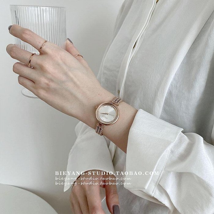 眾信優品  別樣A195韓國輕奢小眾高級感圓珠設計感玫瑰金石英錶時尚百搭手錶YS3330