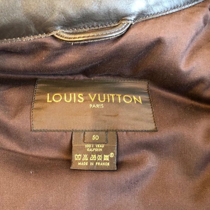 [品味人生2]保證正品 LOUIS VUITTON LV  深咖啡色  牛皮 厚  皮衣  size 50