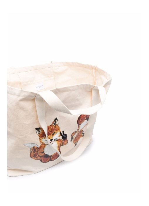 《Patty》代購  Maison kitsune 比YA 狐狸 圖案 手提 肩背 兩用包 帆布包 特大款 現貨在台