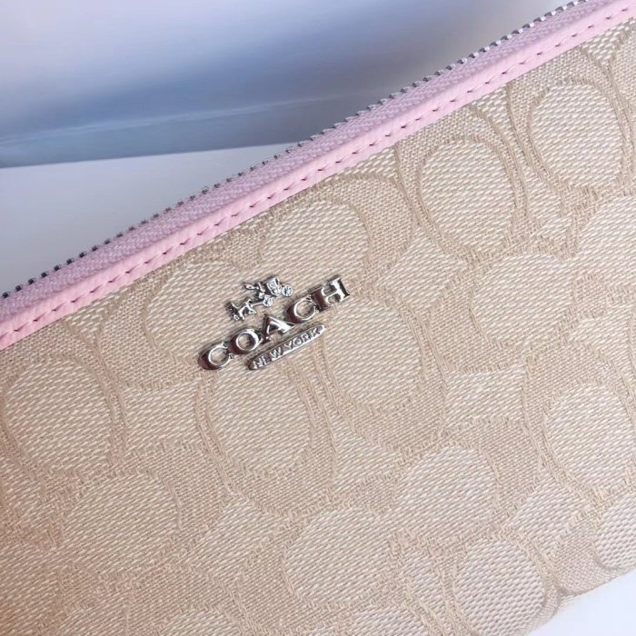 COACH  女士立體馬車C字緹花拉鍊長夾 coach outlet 超低