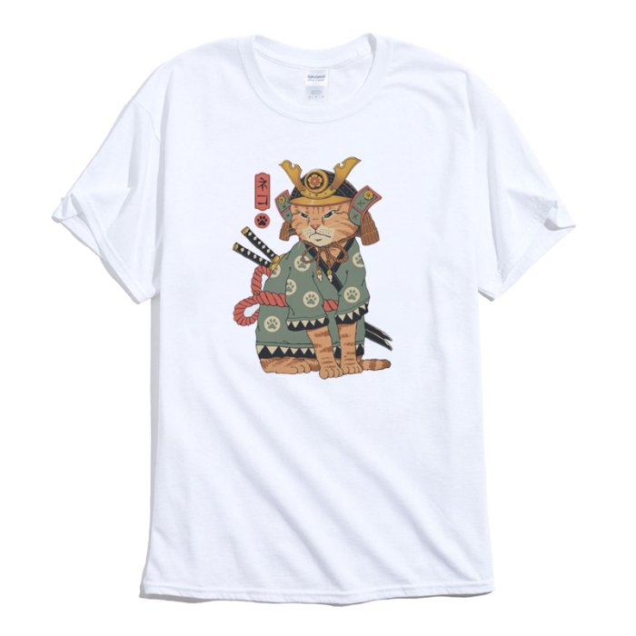 Cat Samurai 短袖T恤 2色 壽司 日本 將軍 武士 貓 劍客 Japanese