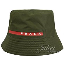 【茱麗葉精品】【全新商品】PRADA 專櫃商品 2HC137 燙印LOGO撞色尼龍漁夫帽.橄欖綠/紅 現貨