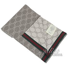 【茱麗葉精品】全新精品 GUCCI 專櫃商品 325806 雙G緹花純羊毛長圍巾.灰/白 預購無現貨