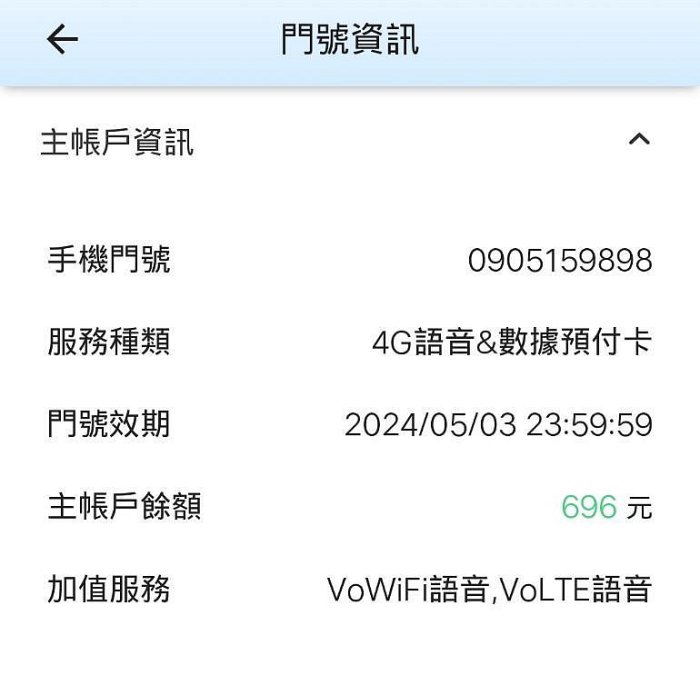 中華電信4G預付卡，黃金門號090-515-9898