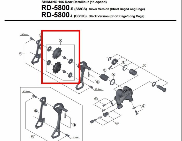 SHIMANO RD-5800 GS 長腿後變導輪組 5800 後變導輪組 Y5YE98090 ☆跑的快☆