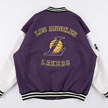 DIBO~NBA 官方授權 LA LAKERS 湖人隊 棒球外套 拼接 棉質 皮袖-3355140890