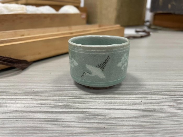 日本回流 柳海剛 茶杯 茶具 韓國人間國寶 青瓷 204-3