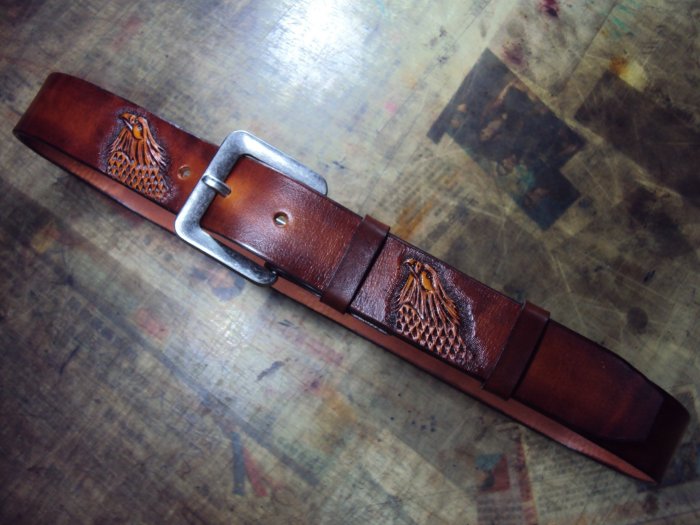 巧將手工皮雕老鷹皮帶獨家專賣可以訂製Cheergiant eagle pattern hand carved belt
