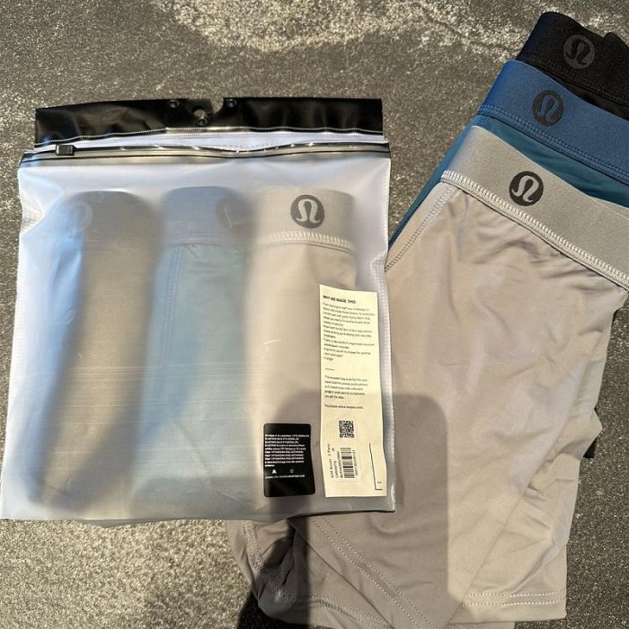 lululemon露露男士平角內褲運動無痕冰絲彈力中腰四角褲3條裝