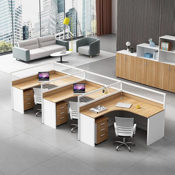 職員辦公桌椅組合簡約現代屏風卡座四人工位辦公室電腦財務工作位