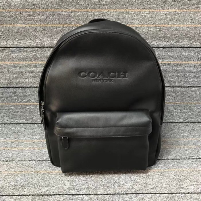 北美精品代購 COACH 54786 新款男士素面全皮雙肩包 內置筆電夾層 休閒後背包 超大容量 附購買憑證