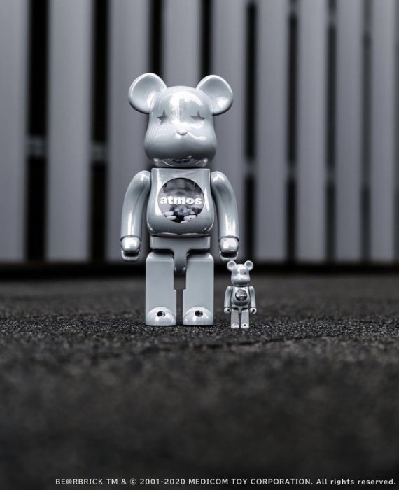 全新現貨BE@RBRICK ATMOS WHITE CHROME 電鍍銀100％ ＆ 400％ 千秋