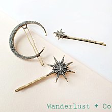 Wanderlust+Co 澳洲品牌 Celestial Hair Clip Set 閃耀星星髮夾 鑲鑽月亮髮夾 三件組