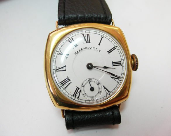 【藏家釋出】早期收藏 ◎  HAASNEVEUX 瑞士18K金古董錶 ◎ 手上鏈 ◎ 機芯漂亮行走順暢-688